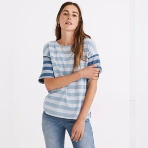 MADEWELL indigo stripe-block Tee size small
